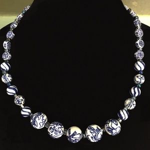 Delft Bead and Silver Necklace